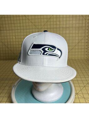 Seattle Seahawks 9Fifty Snapback Hat White Adjustable Flat Brim NFL Team Logo